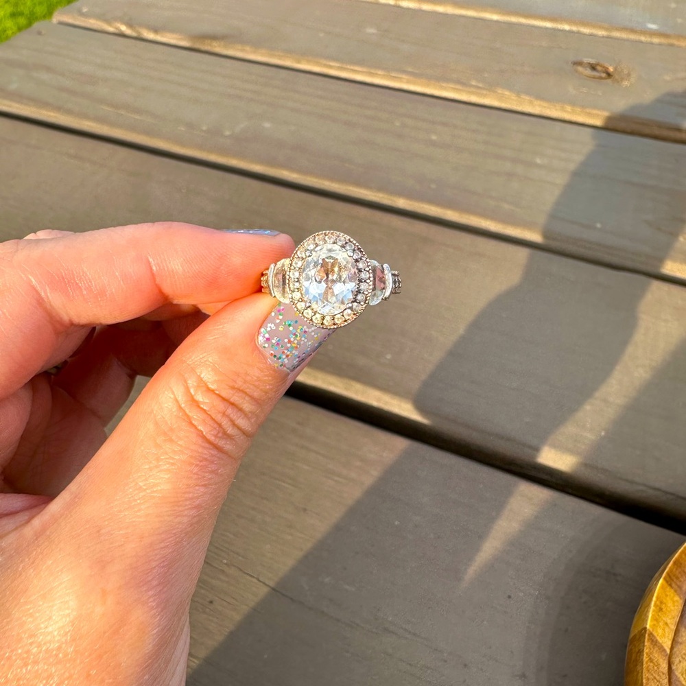 14K Rose Gold Plated White Sapphires Promise Ring (Used - Good) Sold As Is